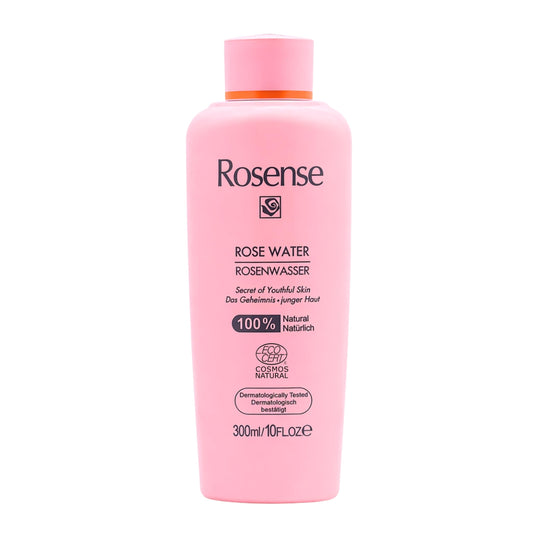 Rokzūdens Rosense 300ml sejas toniks, sejas kopšanai un attīrīšanai, ECOCERT dabīgā kosmētika, vegāns, dermatoloģiski pārbaudīts, bez spirta, nobriedušai un visu tipu ādai