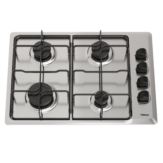 Teka GAS HLX 540 KLN0E IX NAT - Dabasgāzes plīts, 4 degļi, dabasgāzes plīts, 60 cm, sānu rokturi, automātiskā aizdedze un termoelements, nerūsējošā tērauda krāsa