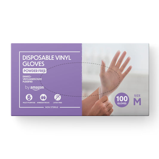 Vinila vienreizlietojamie cimdi by, nepūderēti, bez lateksa, M izmērs, 100 gab.