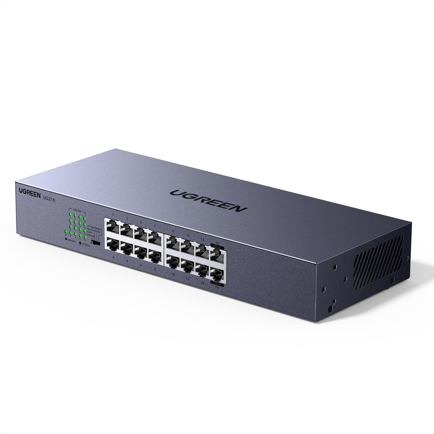 UGREEN 16 portu Gigabit LAN slēdzis, 19 Zoll statīva montāža, 16 porti