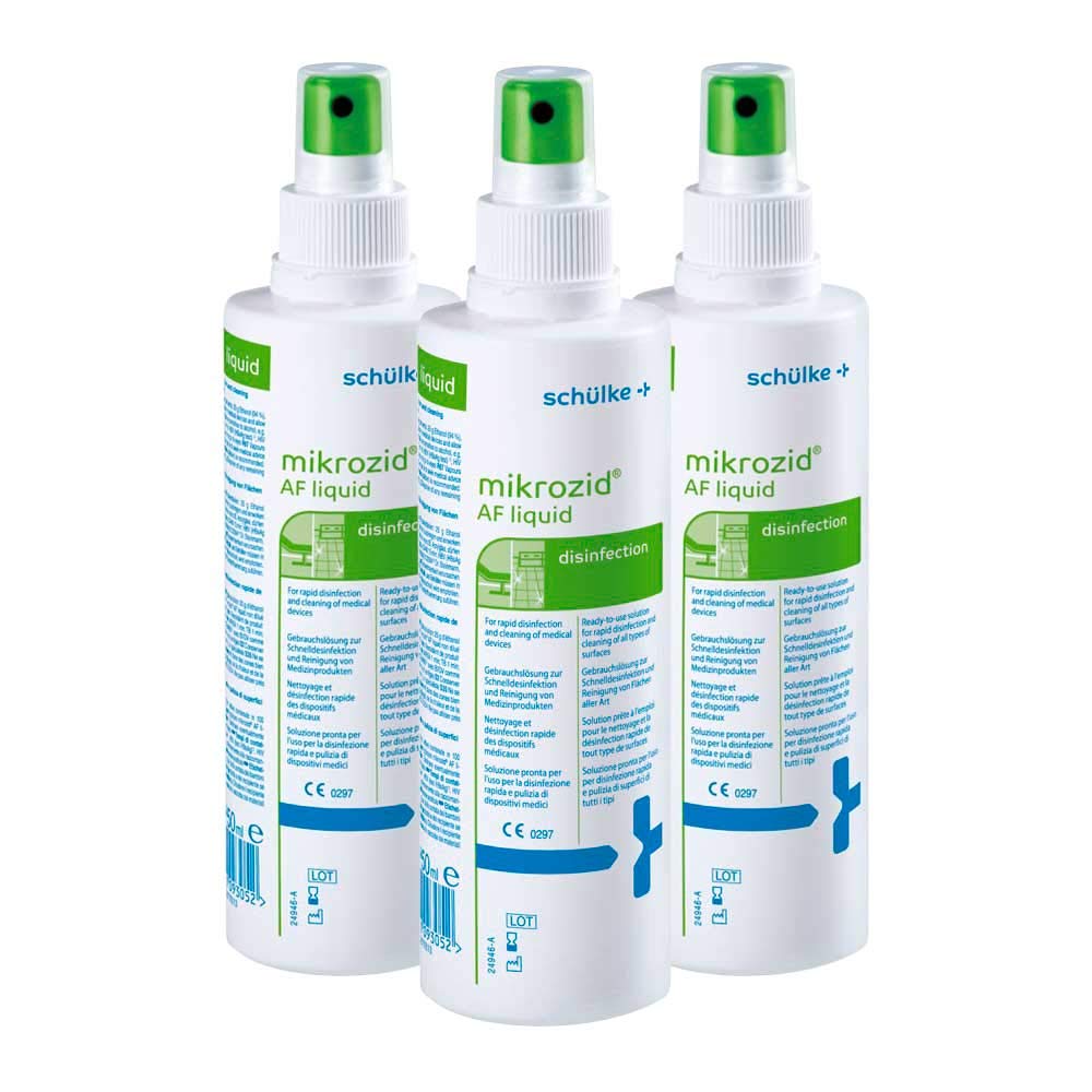 Virsmu dezinfekcijas līdzeklis 3x 250 ml Schülke Mikrozid® AF Liquid — ātra dezinfekcija