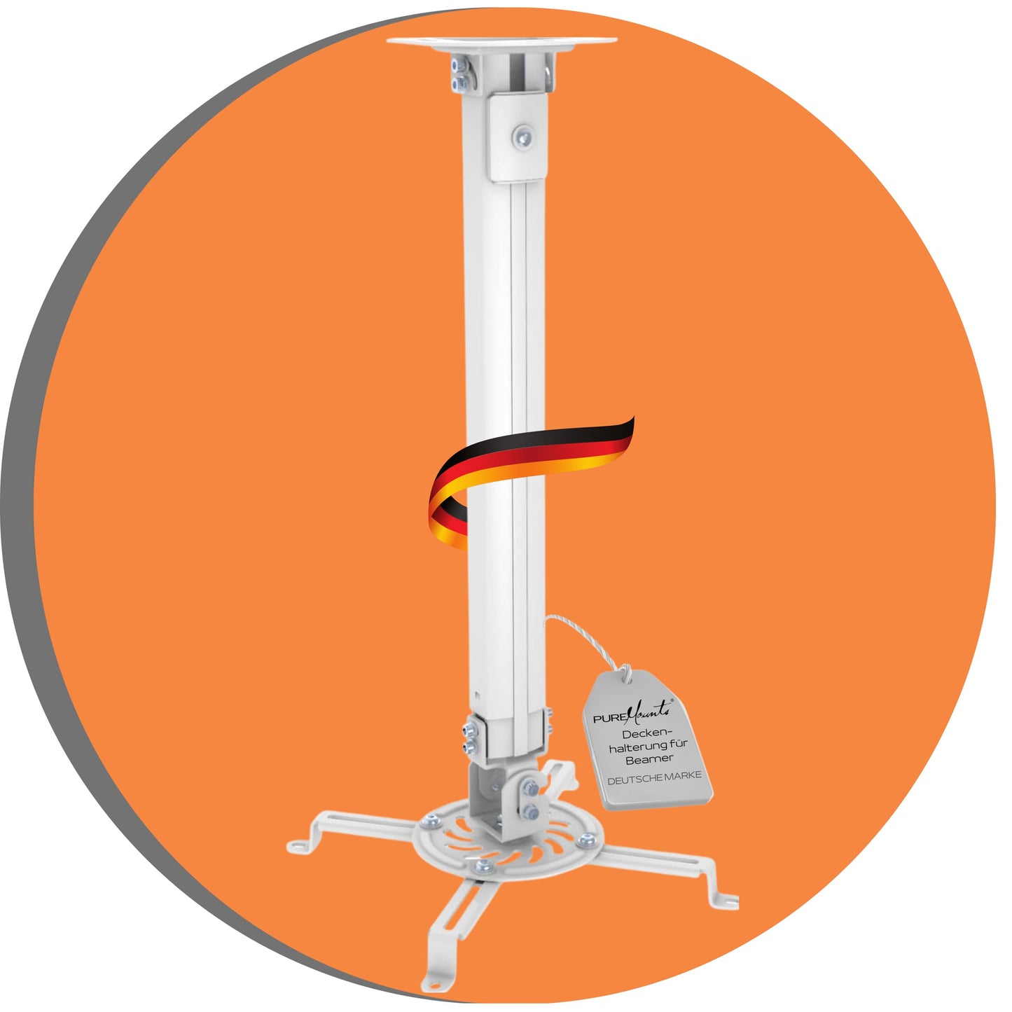 PureMounts projektora stiprinājums pie griestiem, grozāms un slīpējams, 13,5kg, balts