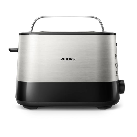 Philips tosteris – 2 tosta atveres, 7 līmeņi, maizes uzlikums, atkausēšanas funkcija, automātiskā izslēgšanās, pacelšanas funkcija, melns (HD2637/90)