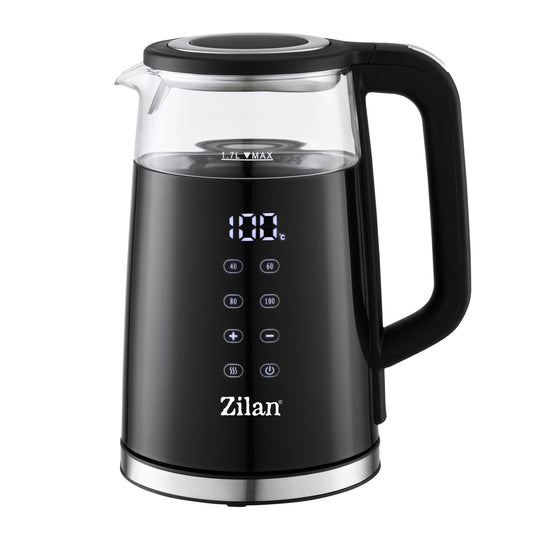 Zilan ūdens vārītājs - dubultsienu, digitālais displejs, 1,7 l, 2200 W, siltuma uzturēšana, aizsardzība pret sausvārīšanu.