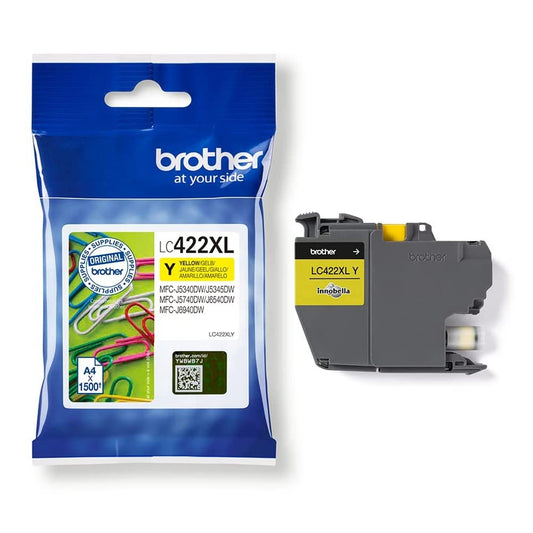 Brother LC-422XLY Yellow Ink Cartridge - Yields 1,500 pages, compatible with MFC-J5340DW, J5345DW, J5740DW, J6540DW, J6940DW.