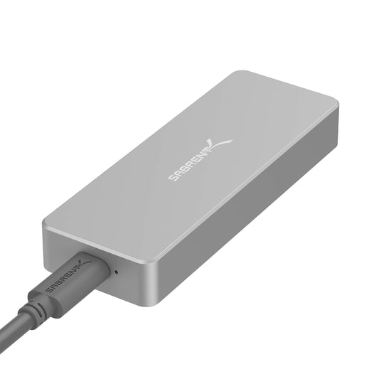 SABRENT NVMe M.2 SSD Adapter - 10Gbps speed, M-Key support, tool-free installation, compact design.