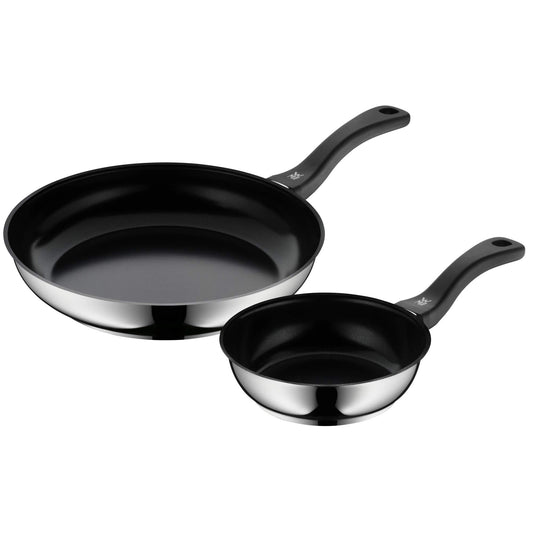 WMF Devil Pannas komplekts - 18, 28 cm indukcijas pannas, Cromargan nerūsējošais tērauds, keramikas pārklājums, plastmasas rokturis