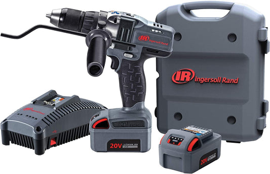Ingersoll Rand D5140-K22-EU - 20V cordless drill/driver, 1/2-inch, includes 2x 5.0Ah batteries and charger in portable case.