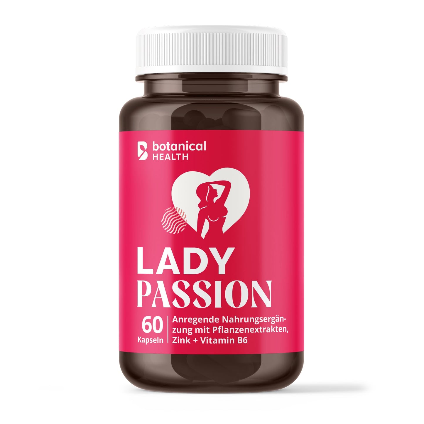 Sieviešu uztura bagātinātājs Lady Passion – oriģinālā formula, 60 kapsulas bez hormoniem ar ashwagandhu, maku un žeņšeņu, vegānisks, ražots Vācijā