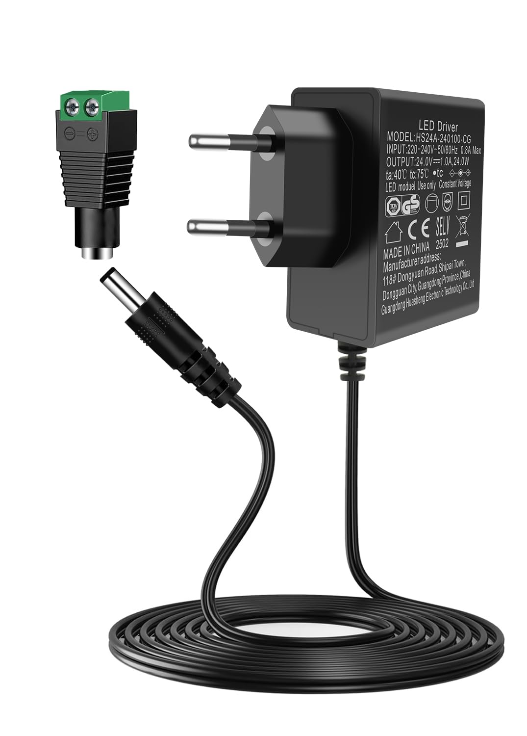 24V barošanas avots AGOTD 1A 24W, AC adapteris, spraudņa barošanas bloks LED draiveris, ieeja 220-240V 50-60HZ, 24-volt barošanas avots, AC uz DC pārveidotājs