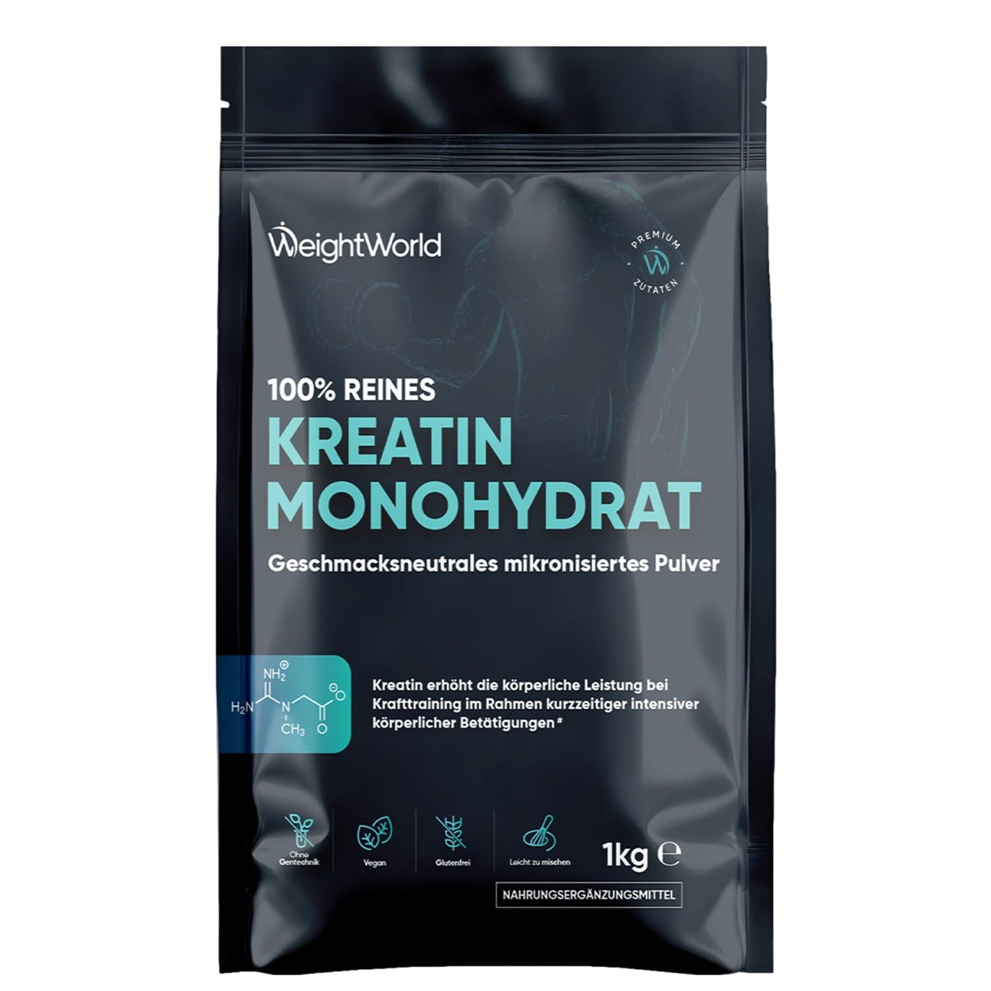 Kreatīns monohidrāts WeightWorld 1KG pulveris – 11 mēnešu krājums – 3g dienā
