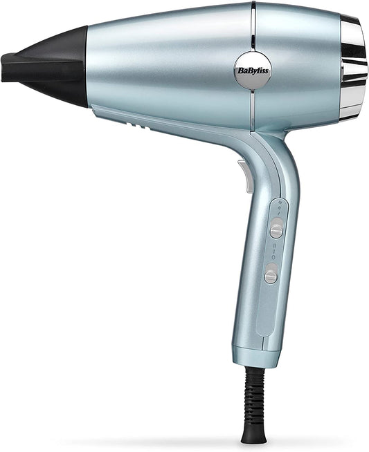 BaByliss Hydro-Fusion matu žāvētājs ar Advanced Plasma jonu tehnoloģiju, D773DE, ledus zils