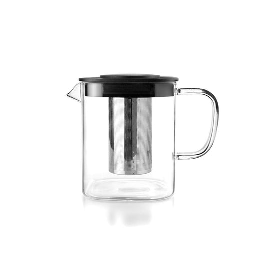 IBILI Tējkanna ar filtru Square - 1L, borosilikāta stikls, nerūsējošais tērauds 18/10, moderns dizains.
