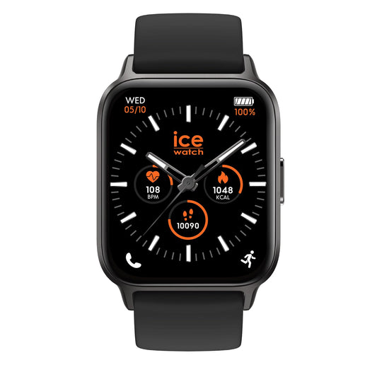 ICE-WATCH Ice fit 1.0 Black AMOLED - 1.78-inch smartwatch with silicone strap, sleek design, and fitness tracking features.