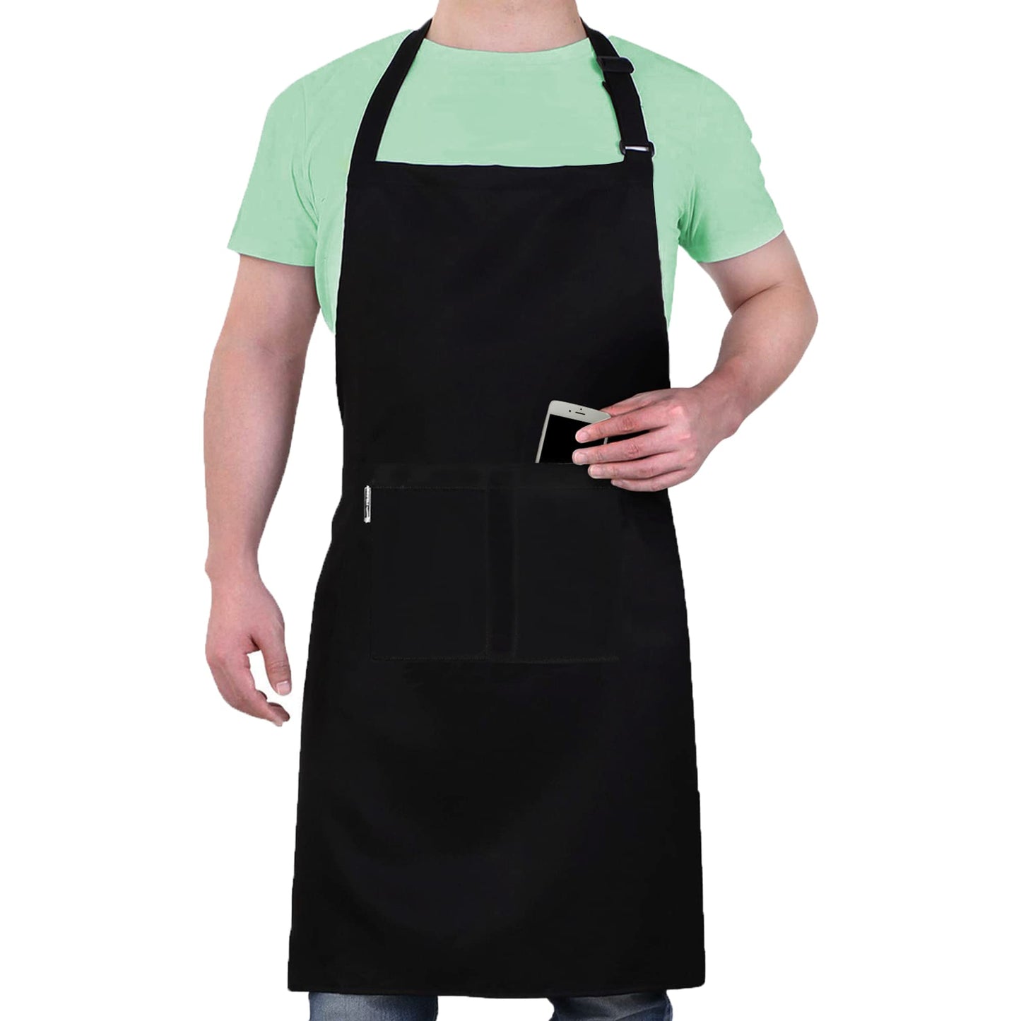 Priekšauts LEFUNDA® ūdensizturīgs ar 3 kabatām, regulējams grila priekšauts ar gariem saitēm, virtuves priekšauts vīriešiem un sievietēm, BBQ, restorānam, kafejnīcai, cepšanai