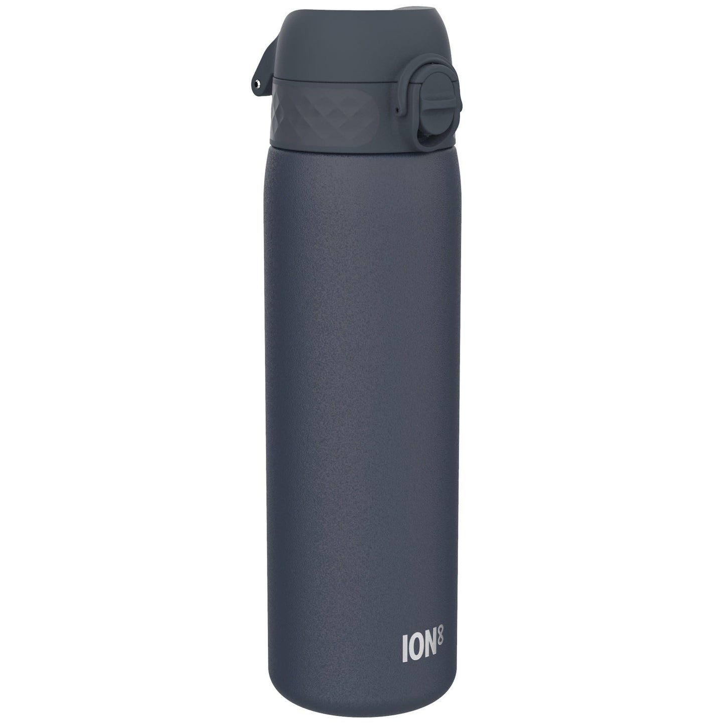 ion8 vieglā tērauda dzeramā pudele, 600 ml, neizolēta, necaurlaidīga, atvēršana ar vienu roku, droša bloķēšana, mazgājama trauku mazgājamā mašīnā, salokāms vāks, pārnēsāšanas rokturis, viegli tīrāma, Aschmarine