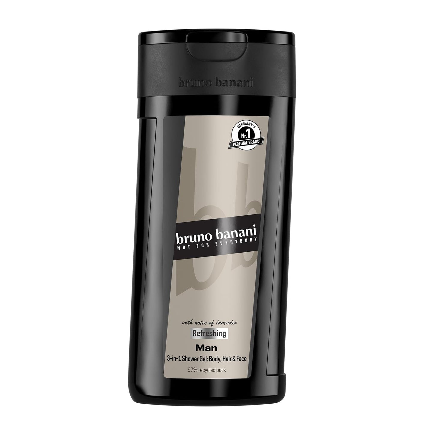 Dušas gels bruno banani Man 3-in-1 vīriešiem ar klasisku maskulīnu amber-fougère aromātu, 250 ml