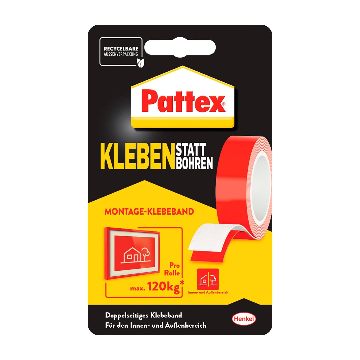 Divpusēja līmlente Pattex Kleben statt Bohren, balta, 19mm x 1,5m