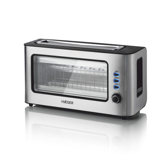 HAEGER logu tosteris – 1 paplašināta atvere, 1000 W, 6 temperatūras, nerūsējošais tērauds