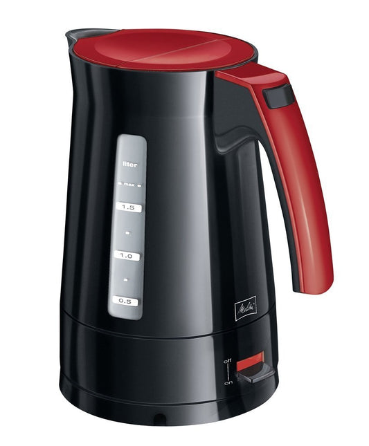 MELITTA Tējkanna - 1.7L, 2400W, melna/sarkana, izņemams kaļķa filtrs, modelis 1003-01 bk/rd