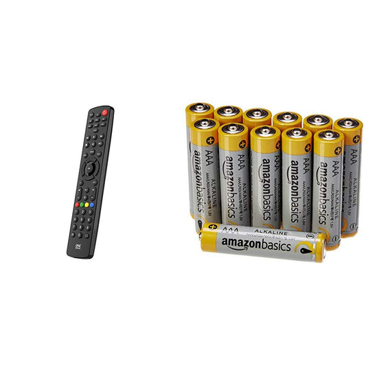 One For All Contour 8 Universālā tālvadības pults TV - 8 ierīču vadība - TV, set-top box, DVD, Blu-Ray, Aux un audio ierīces – URC1280 un Amazon Basics Performance baterijas alkālijas, AAA, 12 gabali.
