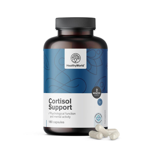 Uztura bagātinātājs HealthyWorld Cortisol Support - 180 kapsulas - veģetāra formula