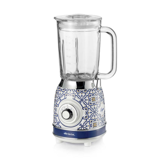 Ariete 583 Capri Stand Mixer - 1.5L glass bowl, 4 stainless steel blades, 4 speed settings, 1000W, blue glass.