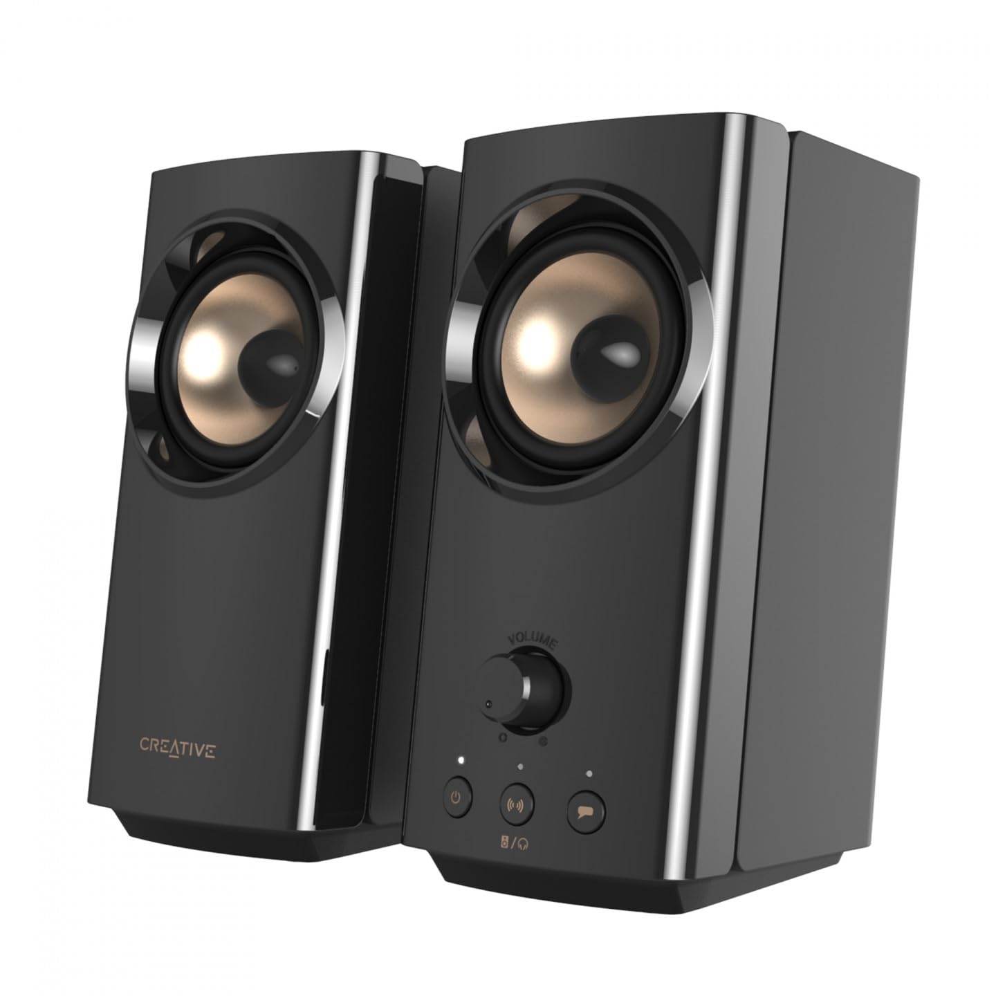 Datora skaļruņi CREATIVE T60 2.0 HiFi, USB-C audio, mikrofons, austiņu savienojums, Bluetooth 5.0, 3,5mm-AUX ieeja, 60W maksimālā jauda, datoram un klēpjdatoram