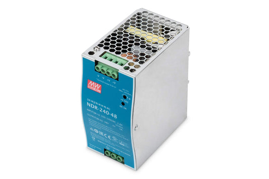 DIGITUS rūpnieciskais barošanas bloks - DIN sliedes montāža, 48V DC, 5A, 240W, 100-240 VAC, metāla korpuss