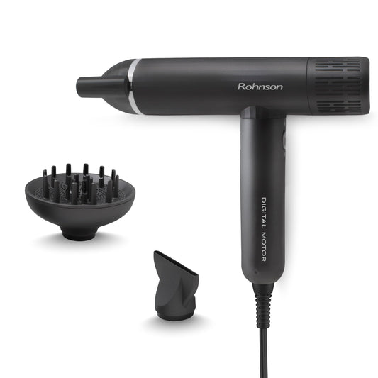 Rohnson Electra Pro matu fēns, ultraliels, 330 g, 1900 W, jonu, funkcija, atmiņa, mūsdienīgs dizains, augsta jauda, 3 temperatūras un ātruma iestatījumi, pārkaršanas aizsardzība, kabelis 3