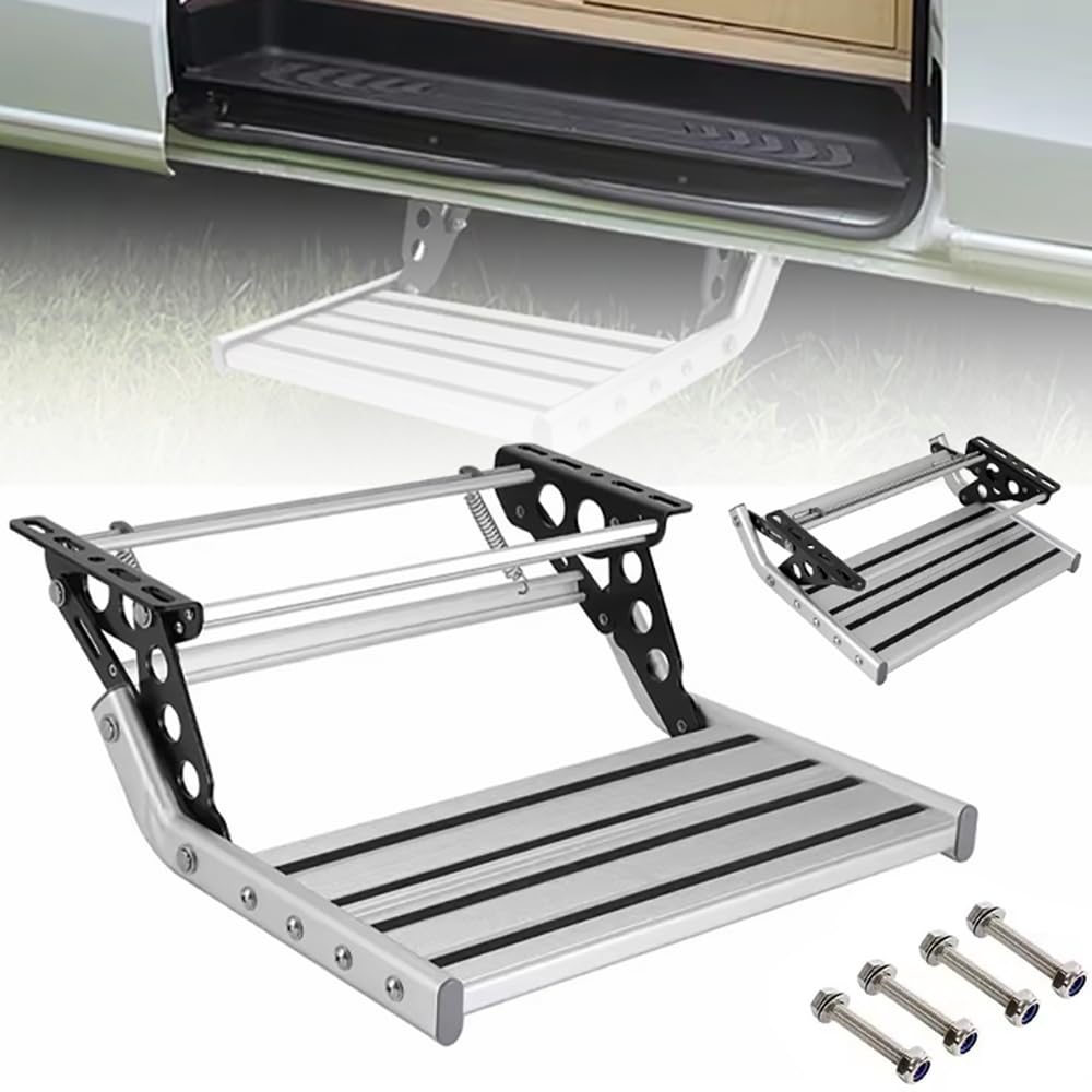 HEYOUTH manuāls kemperu pakāpiens, izvelkams alumīnija pakāpiens ar neslīdošu virsmu, 200 kg kravnesība, 12V LED apgaismojums un atsperu pastiprinājums (viegla montāža ar skrūvēm)