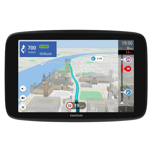 TomTom Camper GPS navigācija GO Camper Max 2. paaudze, 7 collu displejs, POI kemperiem un karavānām, atjauninājumi ar Wi-Fi, TomTom Traffic, transportlīdzekļa profili, pasaules kartes, izvairīšanās no vides zonām