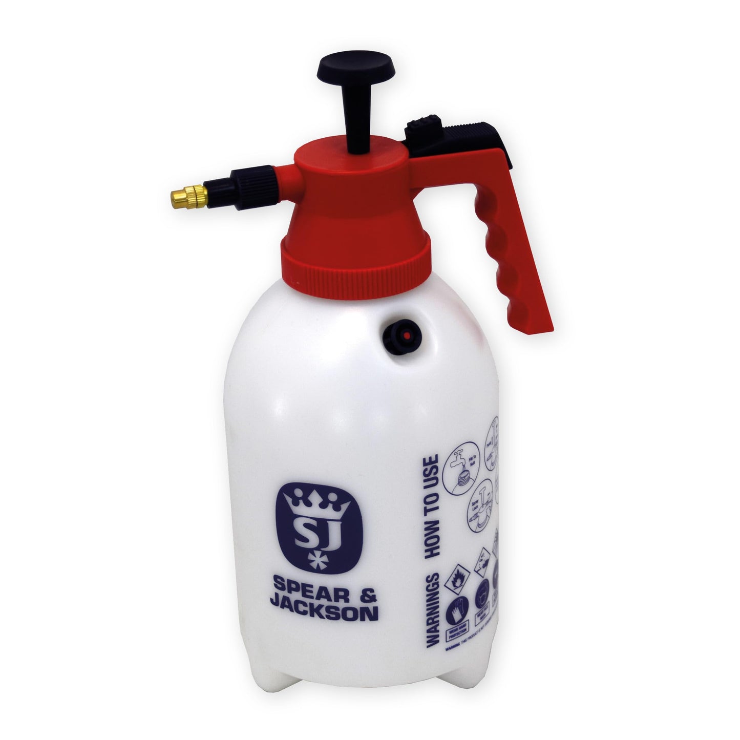 Dārza spiediena smidzinātājs Spear & Jackson 2LPAPS 2 Liter (2 L) – regulējama misiņa sprausla, pumpja mehānisms, sala izturīga pudele, fiksējams sprūds, precīza mērskala