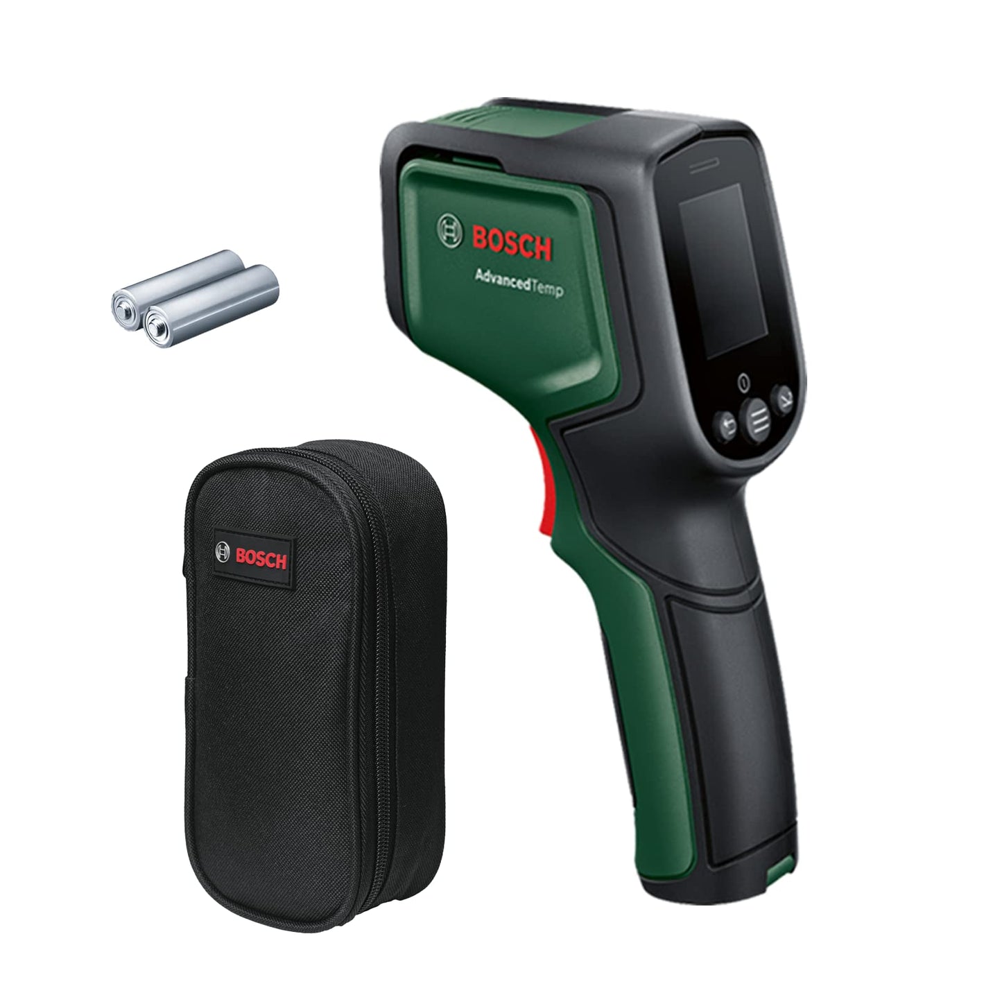 Infrasarkanais termometrs Bosch AdvancedTemp, -30°C līdz +500°C, pelējuma un siltuma tiltu noteikšana, LED indikators, izgatavots no pārstrādāta materiāla
