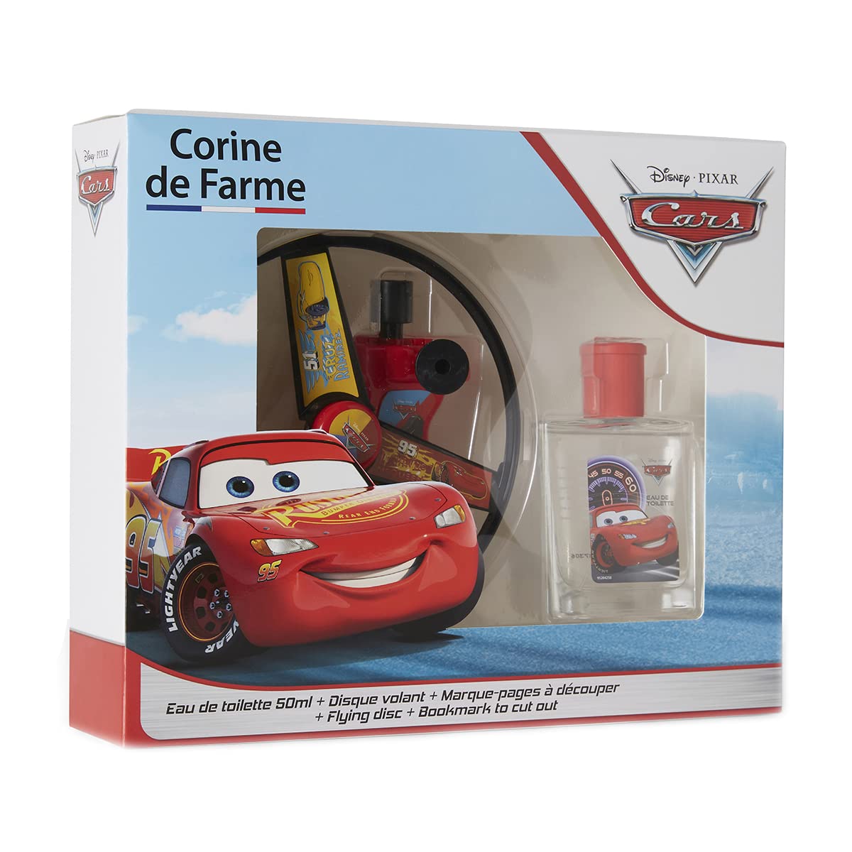 Bērnu dāvanu komplekts Corine de Farme Cars Disney, eau de toilette 50 ml + lidojošais disks