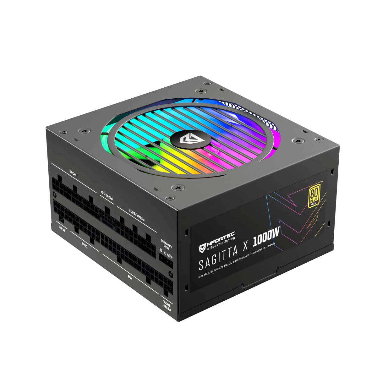 Nfortec SAGITTA X 850W PSU - Fully modular ATX 80+ Gold, 120mm ARGB fan, color and light effects, PCIe 5.0, black