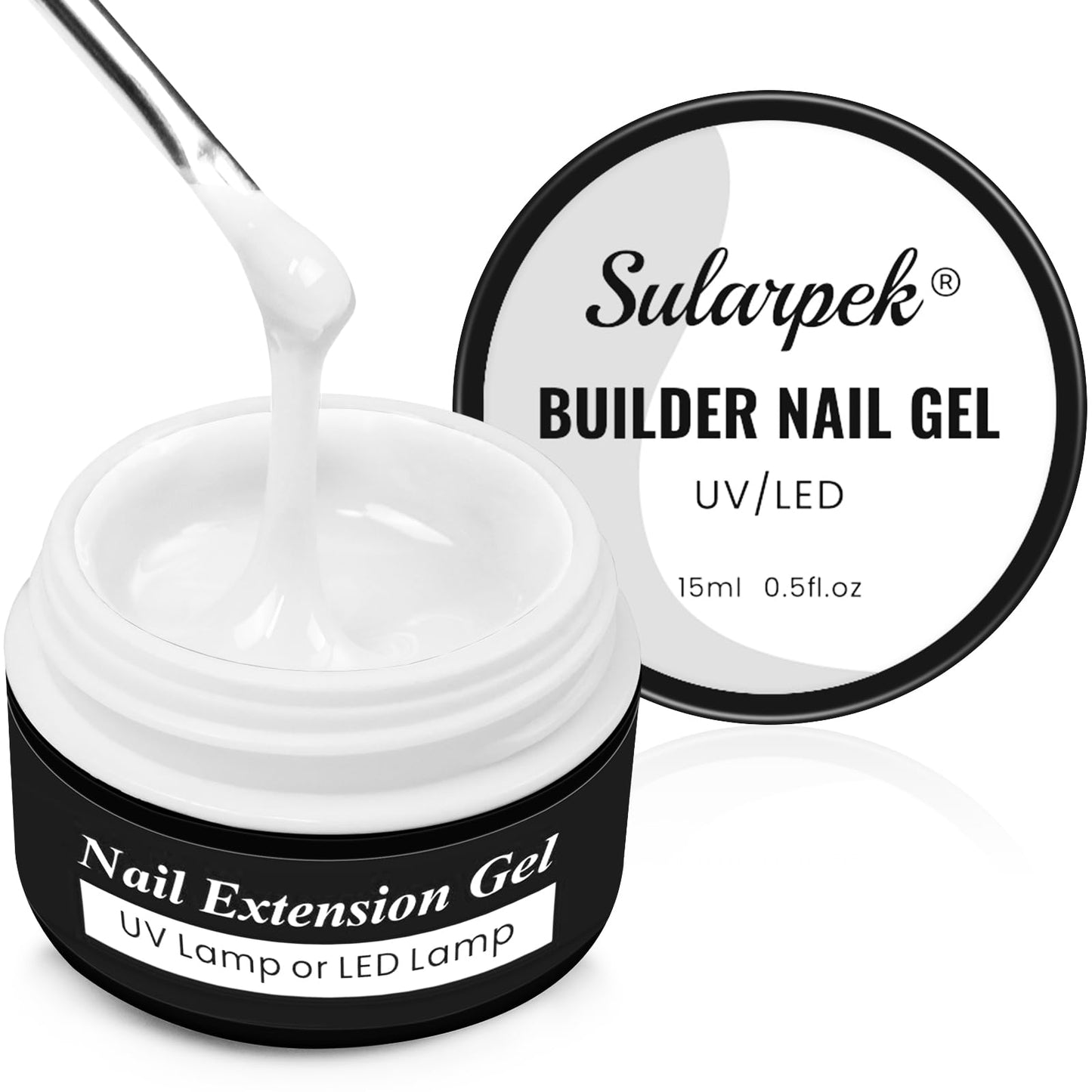Gēla nagi Sularpek 15 ml builder gel, UV naglu gēls, modelēšanas gēls gēla nagiem, akrila gēls nagu pagarināšanai un remontam, stiprinošs gēls nagu studijai (Milky White)
