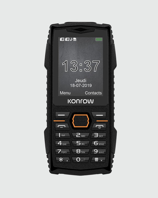 Konrow Stone Plus - IP68 triecienizturīgs mobilais tālrunis ar 2,4'' displeju, Dual Sim, ilgu akumulatora darbības laiku, melns.