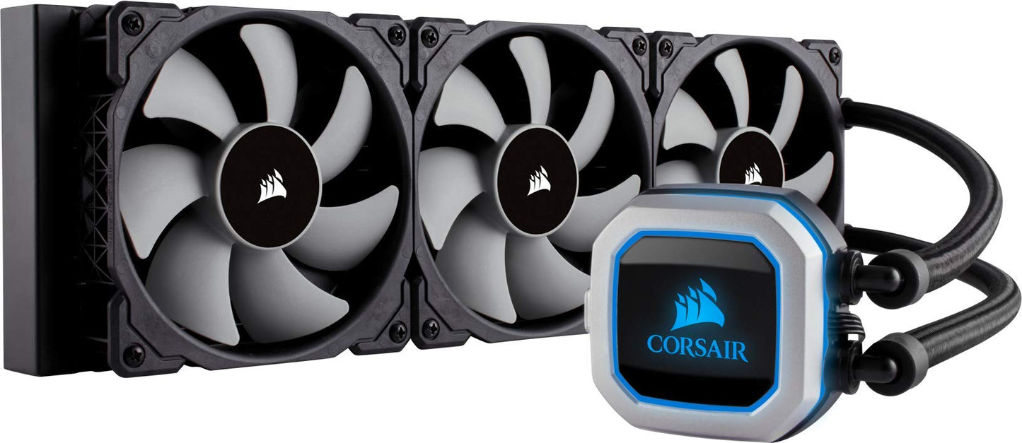 CORSAIR Hydro Series H150i PRO RGB - 360mm radiator, three ML Series 120mm PWM fans, RGB lighting, Intel/AMD compatible