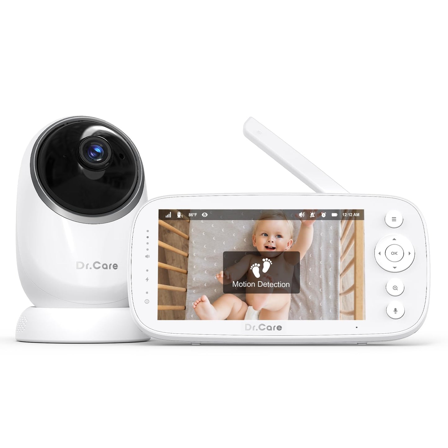 Bērnu uzraudzības kamera Dr.Care Babyphone ar kameru bez WLAN, 2K, 5 collu, kustības sensors, 5000mAh