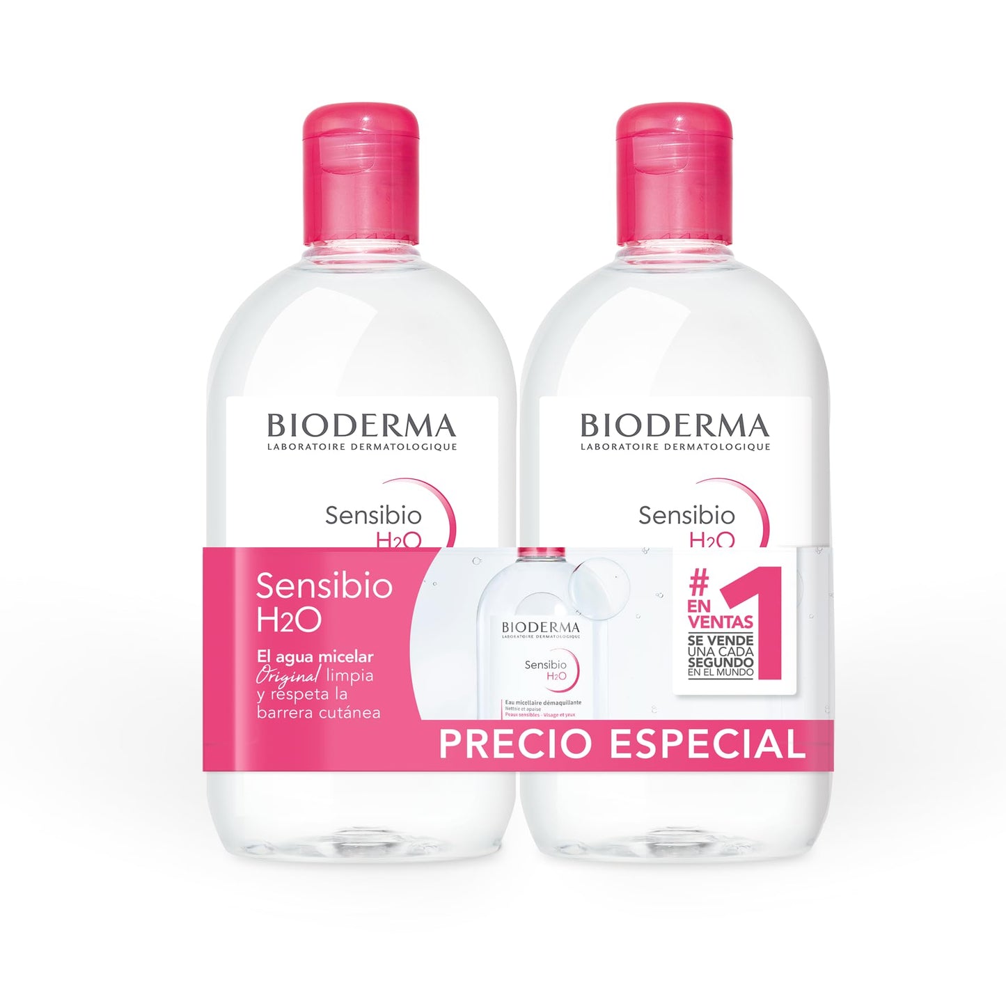 Bioderma H2O Sans Parfum, attīrošais micelārais ūdens, 2 x 500 ml