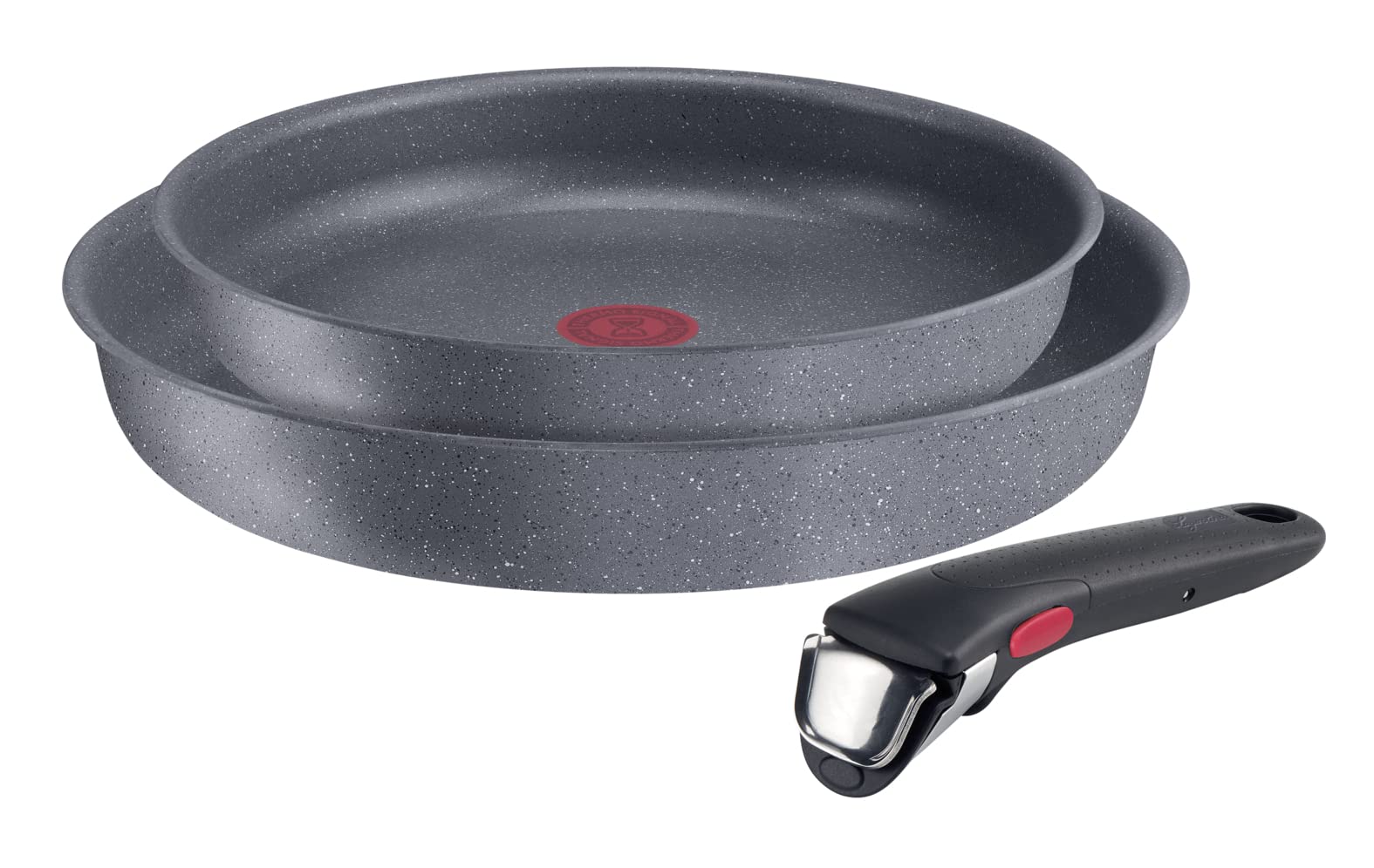 Lagostina Ingenio Mineralis Eco pan set - 100% recycled aluminum, 3 pieces, Ø 24 & 28 cm, removable handle, durable base.