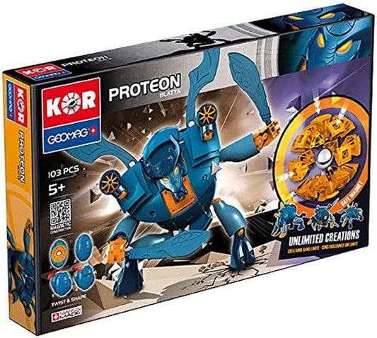 Geomag 631 - Kor Proteon Blatta, 103 magnetic building pieces for creative construction and STEM learning.