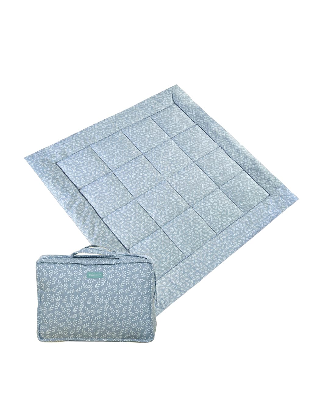 Molis&co bērnu spēļu paklājiņš 120x120 cm, īpaši biezs, mīksts, stilīgs, unisex, 100% kokvilna (Oeko-TEX), mazgājams veļasmašīnā, Blue Garden
