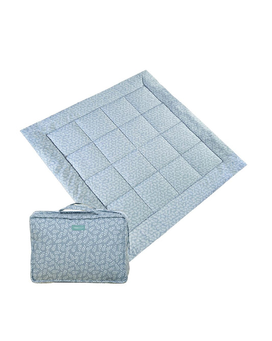 Molis&co bērnu spēļu paklājiņš 120x120 cm, īpaši biezs, mīksts, stilīgs, unisex, 100% kokvilna (Oeko-TEX), mazgājams veļasmašīnā, Blue Garden