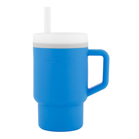 Bērnu krūzīte ar salmiņu INFANTINO My 1st Tumbler, necaurlaidīga, ar ērtu rokturi, 255 ml, Ocean