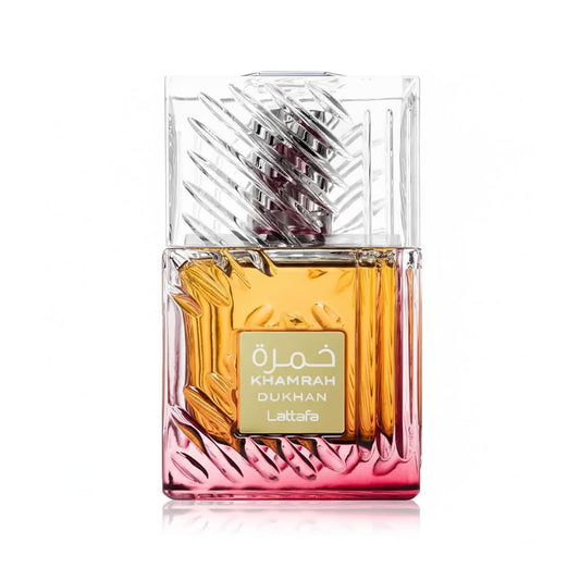 Lattafa Khamrah Dukhan EDP 100 ml vīriešiem, pikants aromāts ar tabakas un dzintara notīm
