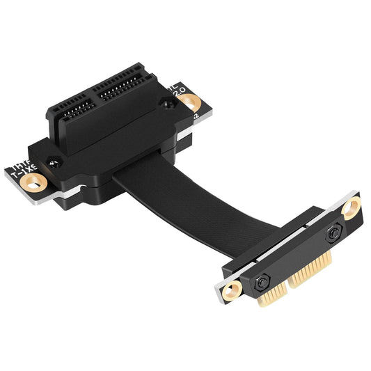 Geieold Riser PCIe X1 - Dual 90-degree angle, PCIe 3.0 X1 extension, 8 Gbps, 5 cm length, ideal for GPU setups.