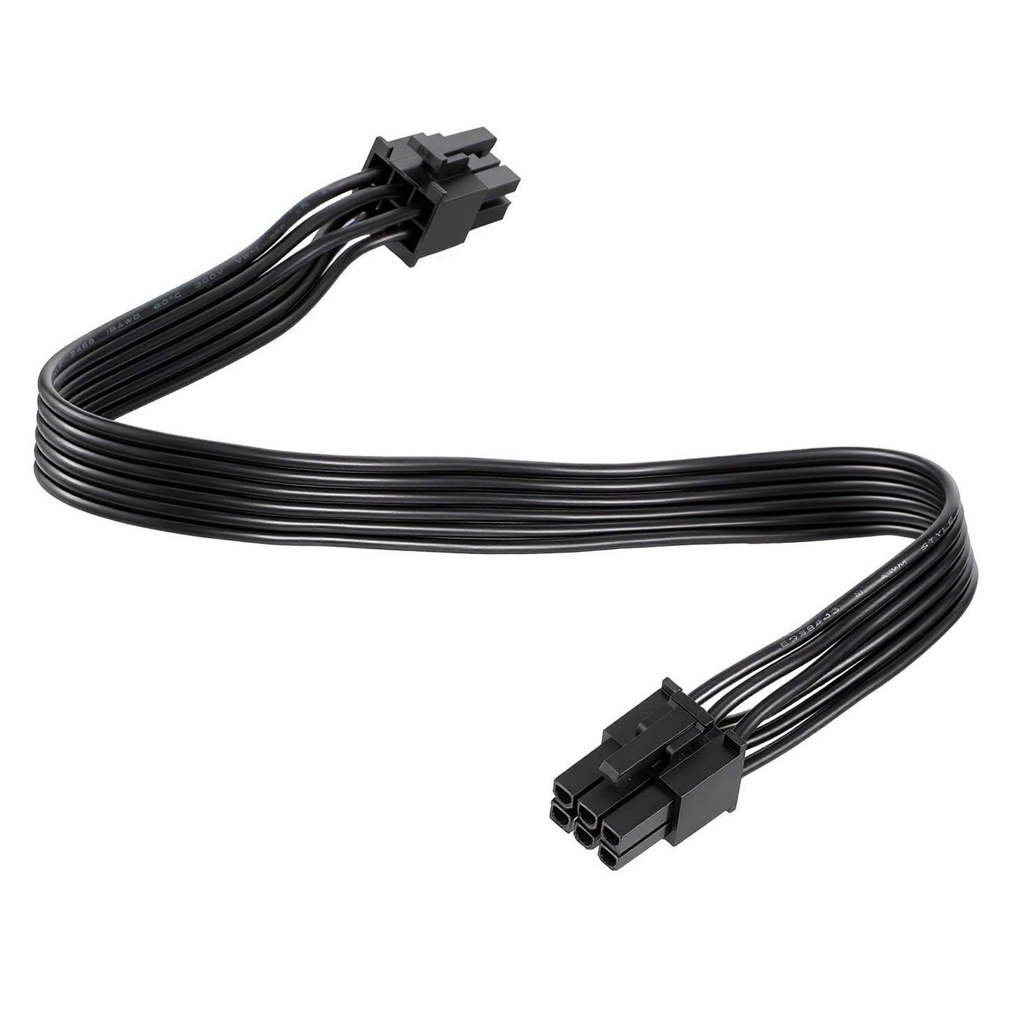 6 pin PCIE kabelis barošanas blokam, 30 cm, PSU 6 pin spraudnis uz PCIE 6Pin spraudni, melns