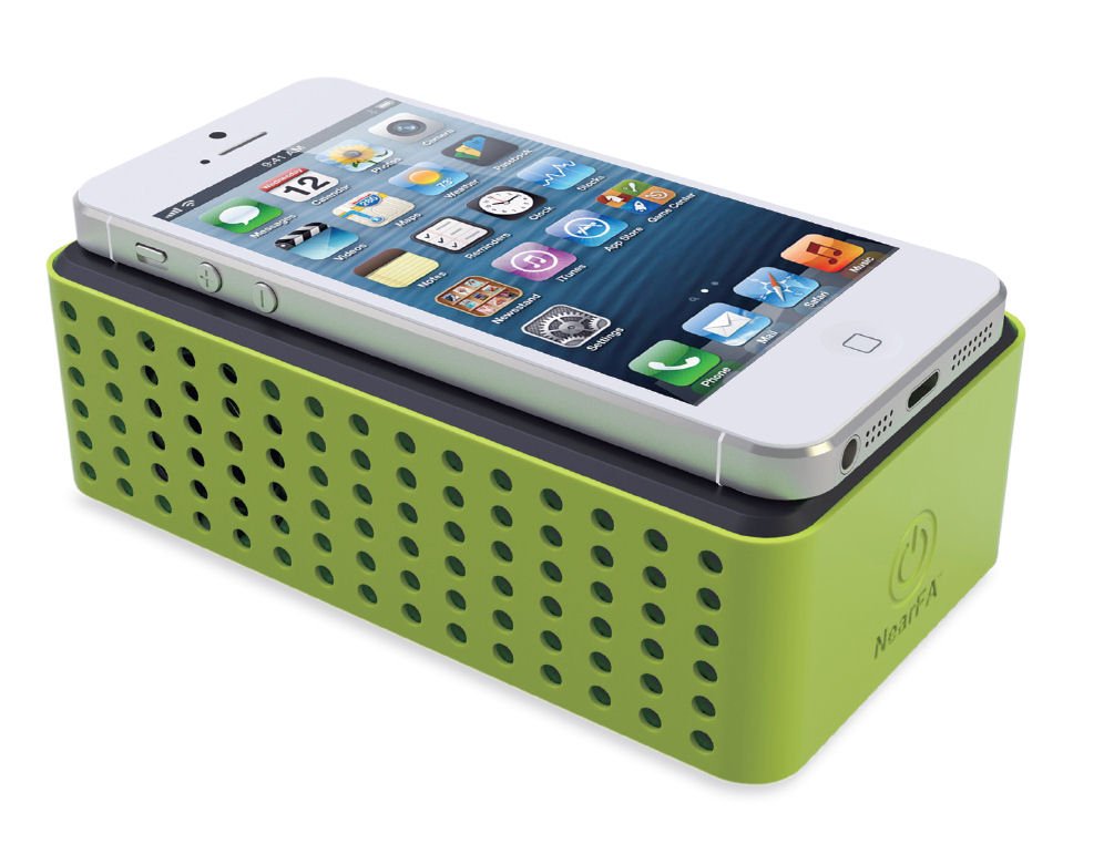 TFA Dostmann mobilais skaļrunis viedtālruņiem TouchPlay Chillout, 98.1109.04, NearFA tehnoloģija, 15 stundu spēles laiks, darbināms ar baterijām, zaļš (L) 127 x (B) 72 x (H) 40 mm